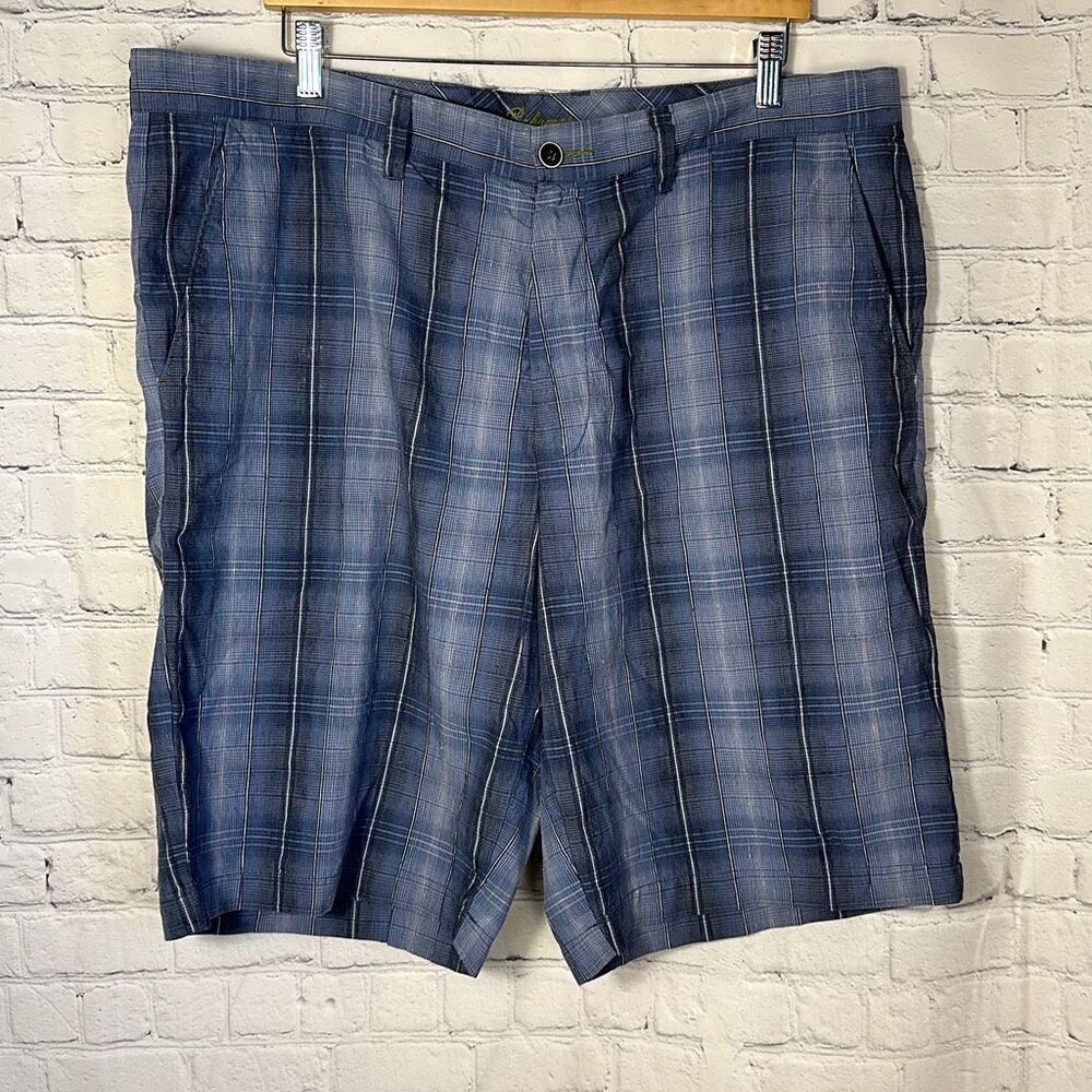 Tommy Bahama Blue Plaid Linen Silk Blend Shorts size 40
